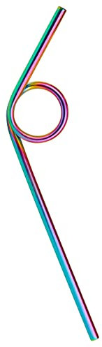 Looping Trinkhalme Edelstahl Regenbogenfarben - 4 Stück - Ideal für Kindergeburtstag, Party und Event - wiederverwendbare Strohhalme