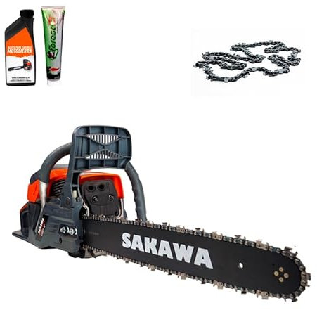 SAKAWA Motosierra Gasolina 48cc 18 + Aceite Engrase + Aceite Motor + Cadenas