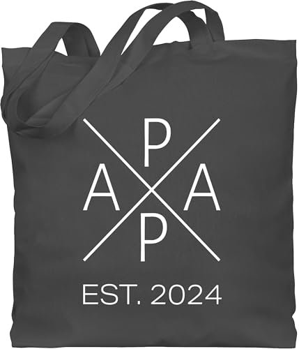 Baumwolltasche - zum Vatertag - Vatertagsgeschenk Papa est Jahreszahl I Werdender Papa Geschenk Vater - Unisize - Dunkelgrau - dadbag fater tag papas￼ tasche für fatertags father geschenke daddy