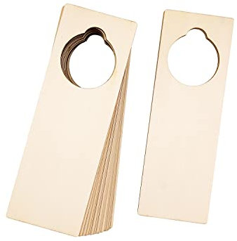 16 Pieces Wooden Door Hangers Unfinished Door Knob Hanger Blanks Door Tags Door Sign Wood Hanging Decor Wood Signs for Home Hotel Office Decoration, 9.5 x 3.2 inch
