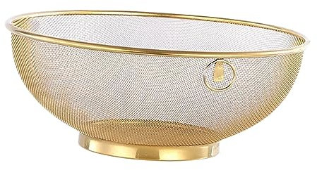Colcolo Rice Washing Colander Kitchen Colander Container Fruit Vegetable Washing Bowl Food Strainer Colander, gold