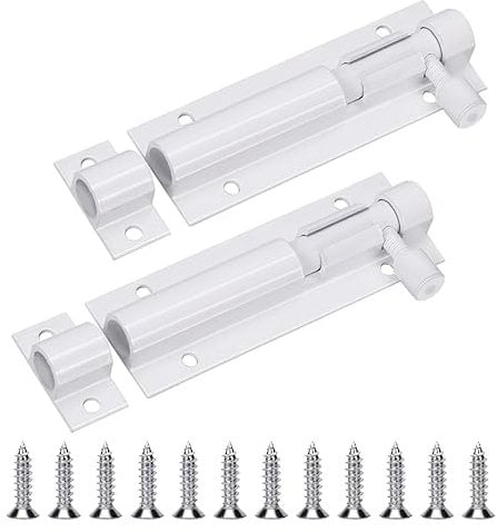 Slide Bolt Latch, Aluminum Alloy Bolt Latch Mini Door Bolts Latches, Slide Latch Lock White Gate Latch Gate Sliding Latch, Door Slide Latch Locks(3 Inch White)
