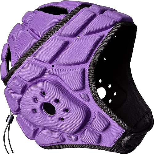 COOLOMG Casque de protection de tête pour enfant - Sport - Entraînement - Rugby - Football - Gardien de but - Protection de la tête - Soutien réglable - Violet
