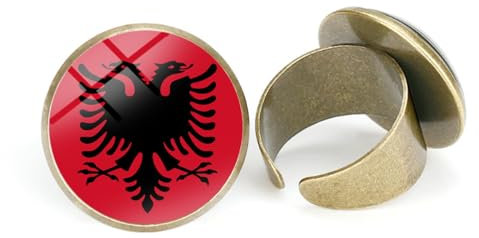 ALTCIRNMD Verstellbarer Ring,Flaggenring Der Republik Albanien,Zu Öffnender Daumenfingerring Für Damen Und Herren,Unisex,Verstellbare Flaggenringe Für Erwachsene,Weihnachtsfreundschaftsgeschenk