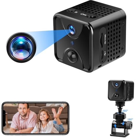Tebetu Mini Camera 4K, Micro Camara Espia 2500mAh, Camara Videovigilancia Camara Oculta con Visión Nocturna & Detección de Movimiento para el hogar y Lugares Cerrados