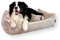4L Textil Molly Kuscheliges Cord Hundebett Beige Hundekorb mittelgroße Hunde Cord Hundekissen flauschig Hundekörbchen Cord Beige (100x80 cm, Beige)