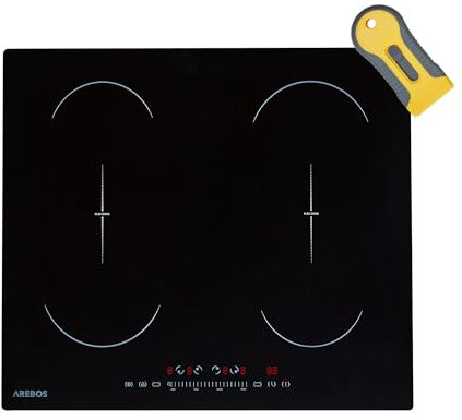 Arebos Table de cuisson à induction | 7200 W | 4 plans de cuisson avec 2 doubles zones flexibles | avec Sensor Touch, Minuterie, Sécurité enfants, Protection contre la surchauffe, Arrêt automatique