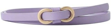 KONGNY Damengürtel, schmaler Gürtel, weicher Ledergürtel, verstellbarer Taillengürtel mit Metallschnalle, 13 lila