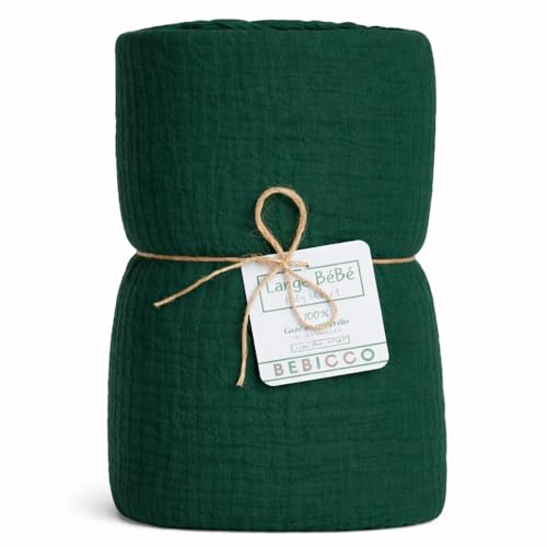 BEBICCO Puckdecke / Wickeltuch für Babys (Smaragdgrün, 120 x 120 cm), c-e/0001