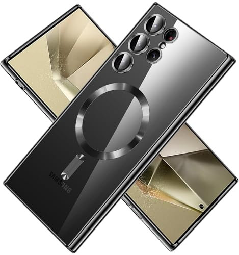 Keteen Clear Magnetic für Samsung Galaxy S24 Ultra Hülle - Ultradünne Handyhülle Mit Kameraschutz, Silikon, Anti-Fingerabdruck - Schwarz