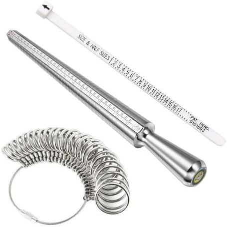 Haloppe Ring Sizing Gauge Set Größe Finder Sizer Messgerät Einfach Schmuck Lösung für Uns UK Größen Einstellbare Finger Umfang Silber