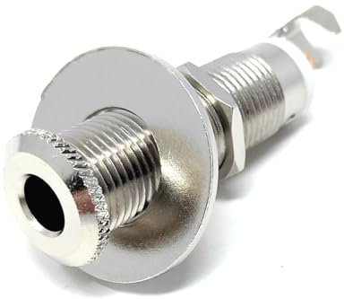 DRUT 1pcs. 6.35mm TRS Stereo Panel Chassis Output Jack Socket for Electric/Bass Guitar, Music Instruments, Adapter, Soldering Terminal Ends