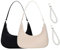 ZGDEIWGF 2 Einfarbige Umhängetaschen, 2 Perlenschnallen, Damen-Achseltasche, Modische Clutch-Tasche, Tragbare Canvas-Tasche, Knödeltasche, Lässige Pendlertasche