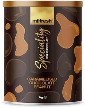 Milfresh Speciality Hot Chocolate 1kg (40 Servings) Instant Hot Chocolate Powder (1kg, Caramelised Chocolate Peanut)