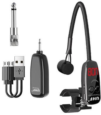 Dickly Professioneller Audio-Verstärker für Musikinstrumente mit speziellem Klemmclip am Mikrofonsender und -empfänger für Posaune