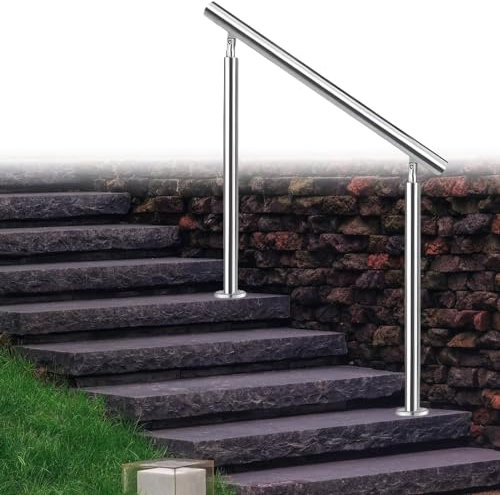Handlauf aus Edelstahl für Außentreppen, Bodenmontage, rundes Treppengeländer aus Rohr, Metallbalustrade, Handlauf, verstellbare, rutschfeste Sicherheitsgeländer, geeignet für Treppen, Gartenveranden
