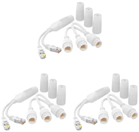 LYEAA Waterproof Ethernet PoE Splitter Adapter for IP Cameras RJ45 Converter Kit Network cable splitter 1 to 2 adapter