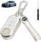 JIZZU Cover Chiave per Fiat 500, Guscio Chiave per Lancia ypsilon, Telecomando Auto Chiave 3 Tasti, Ricambio Chiave Cover per Fiat Brava Doblo Fiorino Punto Panda Palio Scudo Sedici Qubo(Bianco)