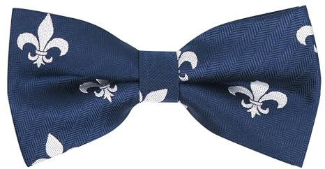 King & Priory Nœud papillon brodé à chevrons Motif fleur de lys Bleu marine, bleu, taille unique