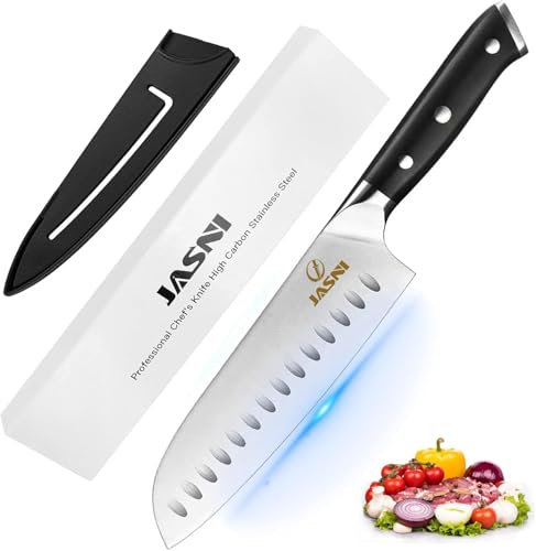 7 inch Santoku Knives, Kitchen Knives Ultra Sharp Knives Japanese Chef Knives, German Stainless Steel Knives Chef for Cutting Chopping Knives for Meat Vegetable Fruits, with Ergonomic Handle, Gift Box
