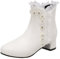 Xytraiihw Stivaletti da Donna Eleganti Stivaletti in Pizzo con Volant in PU con Cerniera Laterale Stivaletti con Punta Tonda Tacco Alto Autunno Inverno Stivali Corti,Bianca,40