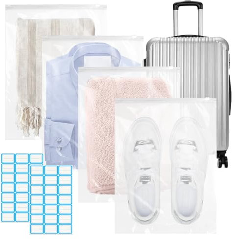 30 Piezas Bolsas Grandes Reutilizables con Cremallera, 40x30 cm Bolsas Ropa Viaje Transparente Esmeriladas, Multifunción Impermeables Bolsas Plastico Zip de Almacenamiento para Ropa,Zapatos,Cosméticos