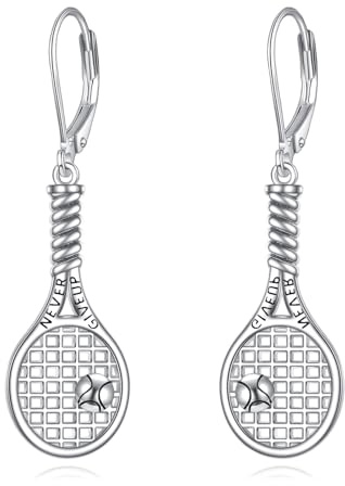 KZX Tennis-Ohrringe für Damen, 925er Sterlingsilber Tennisschläger-Ohrringe, Tennis-Schmuckgeschenke für Tennisliebhaber