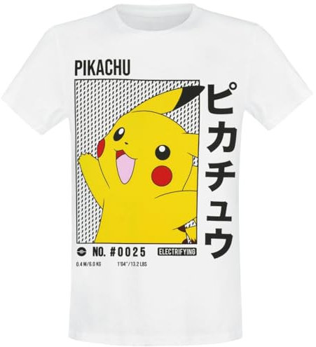 Pokémon Pikachu Männer T-Shirt weiß XXL 100% Baumwolle Fan-Merch, Filme, Gaming, Nintendo, TV-Serien