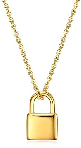 SDGBCXD, Clip Lock Necklace Personalized Lock Necklace Engraved Padlock Initial Necklace Minimalist Lock Necklaces Gift for Her,Necklaces