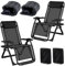 Fiutazge 2Pcs 77cm ExtraBreit Sonnenliege,Liegestuhl Klappbar Mit Kissen,GeträNkehalter Und Kopfpolster,Gartenliege Mit Verstellbarem RüCkenlehne, Atmungsaktiv,FüR Pool,Garten,Terrasse-Schwarz