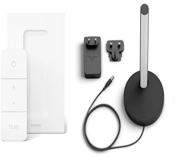 Philips Hue White & Color Ambiance Gradient Signe Tischleuchte Schwarz, Bluetooth, kompatibel mit Alexa, Google Assistant & HomeKit + Hue Dimmschalter V2 dimmbare Fernbedienung