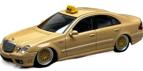 XIYUEYING Maßstabsgetreues Modell 1:64 Für Mercedes-Benz E63 Gelb Lowrider Taxi Version Legierung Automodell Für Sammlergebrauch Miniaturmodelle