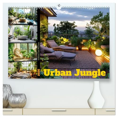 Urban Jungle - wohnen mit Pflanzen (hochwertiger Premium Wandkalender 2026 DIN A2 quer), Kunstdruck in Hochglanz: Schaffe eine natürliche Oase mitten in der Stadt (CALVENDO Kunst)