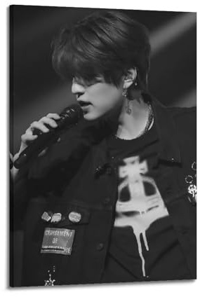 Stray Kids Kunstposter Kim Seungmin, Wandkunst, Leinwand, ästhetisches Cover-Poster, Vintage-Musik und Filme, dekoratives Gemälde für Wohnzimmer, Schlafzimmer, 30 x 45 cm, Rahmenstil