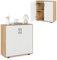 KOMFOTTEU Buffetschrank mit 2 Türen, Sideboard mit verstellbarem Stand, Küchenschrank mit Kippsicherung, Küchekommode Aufbewahrungsschrank für Esszimmer, Wohnzimmer, Diele, 80 x 31,5 x 82cm (Natur)
