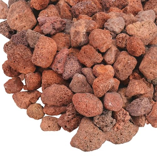 GasSaf 9,1 kg rote Lavasteine für Feuerstelle, Gaskamin, Gas-Feuertische, Gasscheit-Set, Feuerschalen, dekorative Landschaftsbausteine für drinnen und draußen (3,1 - 5,1 cm)