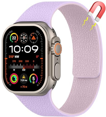 AiiBowy Correa Magnética Compatibles con Apple Watch Pulsera 46mm 45mm 44mm 42mm 49mm, Pulsera Silicona Deportiva para iWatch Ultra 3/2/1 SE 3/2/1 Series 11/10/9/8/7/6/5/4/3/2/1 Púrpura Rosa