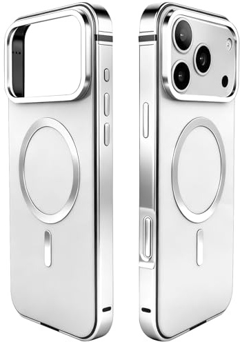 LINPING Magnetische Metallhülle für iPhone 17 ProMax, passend für MagSafe-Aluminiumrahmen, schlankes Design, Fallschutz nach Militärstandard (Silber, for iPhone 17Pro Max)