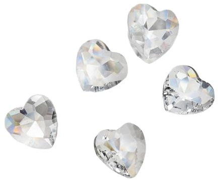10x Heart Nail Rhinestones Pointed Bottom Crystal Clear Charms Nails Art Decorations for Women