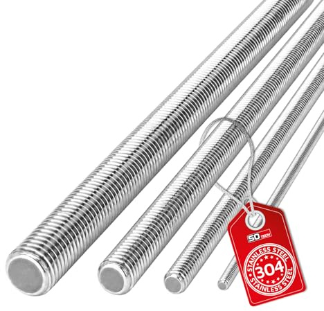 SOTECH, lot de 10 tiges filetées M12, longueur 500 mm, acier inoxydable SS304 A2-70, filetage métrique ISO standard, résistantes à la corrosion