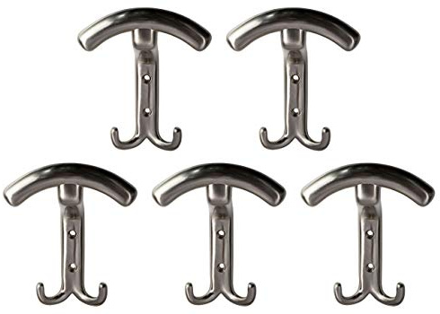 Gedotec Garderobenhaken Edelstahl Kleiderhaken gebogen - Carina | Mantelhaken 140 x 19 mm | Haken-Garderobe universal | Wandhaken zum Schrauben | 5 Stück - Wand-Garderobe mit Befestigungsmaterial
