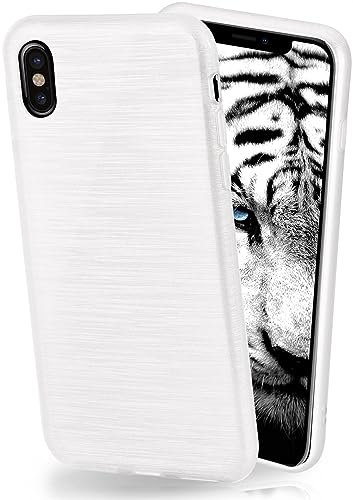 moex Stylish brushed aluminium look & strong grip | Ultra thin silicone case suitable for Apple iPhone X/iPhone XS in White