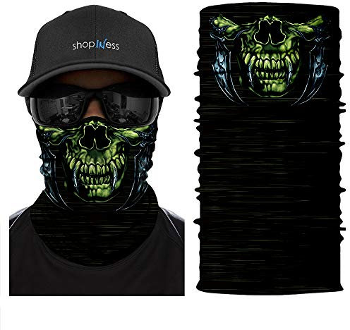 ShopINess Unisex Schlauchschal Halswärmer Neckwarmer Multifunktions schlauchtuch totenkopf für Motorrad Bikes Sport Festival Halloween Karneval - Totenschädel (Predator)