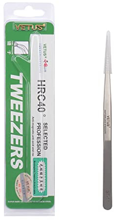 VETUS Wimpern Pinzette für die Wimpernverlängerung ST-11 | Ideal geeignet für Einzelwimpern & Volumentechnik | Inklusive Schutzkappe | VETUS ST-11