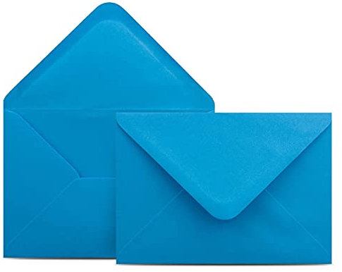 25 Briefumschläge DIN C6 Azurblau Blau - 11,4 x 16,2 cm - Kuverts mit 100 g/m² Nassklebung spitze Klappe - Umschläge ohne Fenster - Colours-4-you