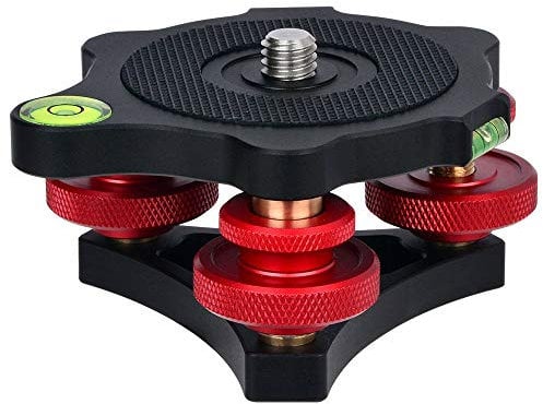 Koolehaoda Leveler Nivellierbasis mit Wasserwaage und 3/8 Schraube, 3 Zifferblätter mit +/-5-Grad-Präzisionseinstellung, Aluminiumlegierungskonstruktion für Kamerastativ