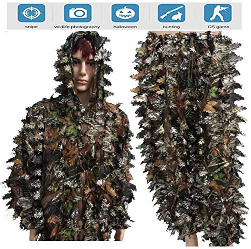 RANRANHOME 3D Ghillie Anzug Camouflage Leafy Hunting, Leichte, Atmungsaktive Tarnung Für Jagd, Paintball & Airsoft, Jacke, Hose, Aufbewahrungstasche, M/L Code,M