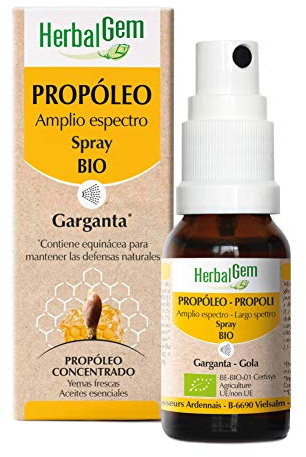 HerbalGem - Spray Gola Propoli BIO - Sollievo Naturale per Mal di Gola, Voce Rauca e Difese Immunitarie - Spray a Base di Propoli Biologica ad Ampio Spettro - 15ml