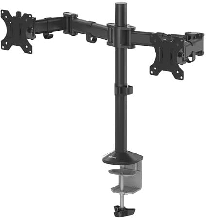 Fellowes Dual Monitor Arm - Reflex Monitor Mount for 8KG 30 inch Screens - Ergonomic Adjustable Monitor Arm Desk Mount - Tilt 45° Swivel 180° Rotation 360°, VESA 75 x 75/100 x 100 - Black