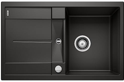 BLANCO METRA 45 S | Granitspüle aus SILGRANIT schwarz | Einbauart: Einbau von Oben | reversibel | für 45 cm breite Unterschränke | Großes Becken | Reinigungsfreundliche Öberfläche